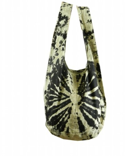 BTP! Tie Dye Sling Crossbody Shoulder Bag Purse Hippie Hobo Cotton Bohemian Colorful Firework (Black VJ14)