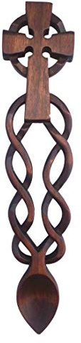 Elegant Celtic Cross Lovespoon - Hand Carved Welsh Love Spoons