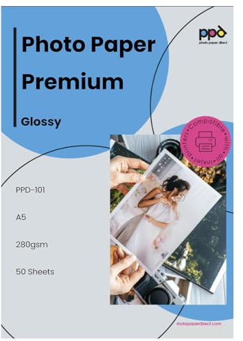 PPD A5 50 Ark 270g Premium Glansigt Fotopapper för Bläckstråleskrivare - PPD-101-50