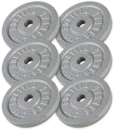GORILLA SPORTS® Hantelscheiben 0,5–30 kg, 30/31 mm, Gusseisen, Set/Einzeln | Mit erhöhtem Griffrand und KG-Angabe, in Schwarz/Silber; Gewichtsscheiben für Kurz-, Lang-, Curl- und Trizepsstangen