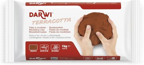 DARWI - DA0811000000C - Un Pain de Pâte à Modeler Naturelle - Malléable - séchage à l'air libre - Terracotta - 1 KG - Prête à l'emploi - Autodurcissante - Pour Enfants et Adultes - DARWI TERRACOTTA