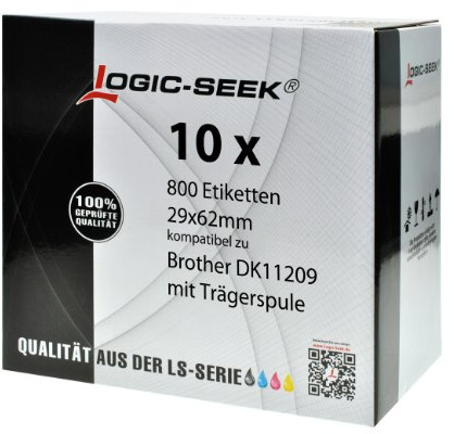Logic-Seek 10x Adress-Etiketten 29mm x 62mm kompatibel für Brother DK11209 - je 800 Stück P-Touch QL-1050 1060N 500 550 560 570 580 700 500 A BS BW 560 VP YX 580N 650TD 710W 720NW