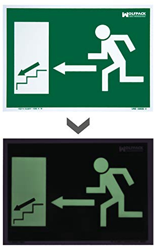 Cartel/Señal Fluorescente Salida Escalera Izquierda Abajo 21x30 cm.