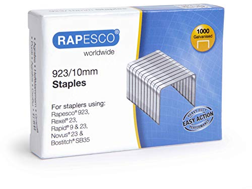 Rapesco 1237 Typ 923/10 mm Verzinkte Robuste Heftklammern, 1000 Stück