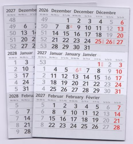 HiCuCo Kalendarien (magnetische Kalenderblöcke) für 2 Jahre (2027+2028) passend für Tischkalender Edelstahl TypC/E/P
