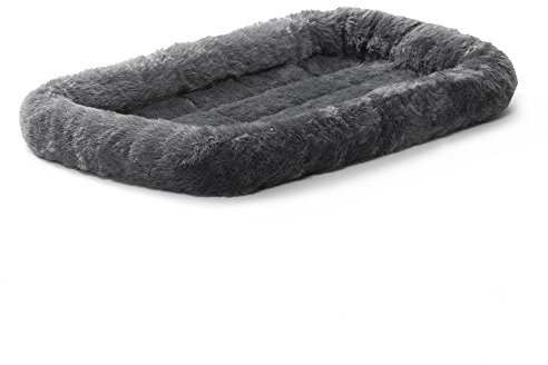 MidWest Homes for Pets QuietTime XS Dog Bed – Gray Faux Fur Bolster, Ultra-Soft and Machine Washable, Fits 59 cm Crates and Carriers, for Small Dogs and Cats