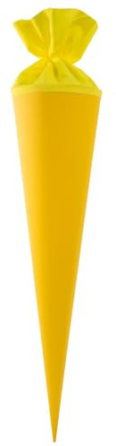 goldbuch 97 824 Bastelschultüte Gelb, 70 cm, Rohling zum Selbstgestalten | Zuckertüte aus Buntkarton mit gelber Filzspitze und Filzverschluss (ohne Verschlussband), Schultüte Ø 19 cm, Geschenktüte