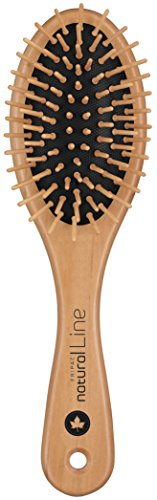 Natur-Haar-Bürste Holz Fripac-Medis Natural Line Oval, 8-reihig, zum täglichen Durchkämmen und Entwirren der Haare, abgerundete Borsten, antistatisch für mittellange, lange und kräftige Haare