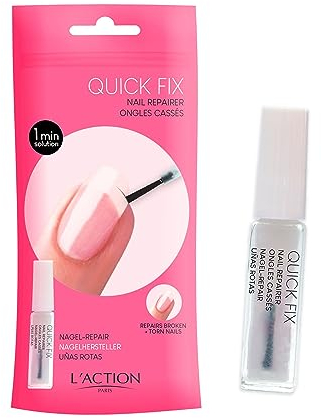 L'Action Paris Quick Fix Nail Repairer, Invisible Nail Polish Repairs Damaged Nails, Restores Broken and Torn Nails, Keeps Nails Long and Smooth, Base for Nail Polish Colour 8ml