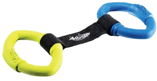 Nerf Dog Dog Toy 2 Ring Strap Tug, 2 Ring Pull Toys for Dogs, Multi-Colour