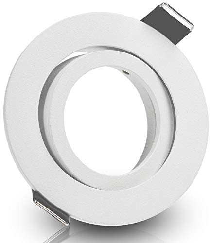 trendlights24 Bianco Decken Einbaustrahler Weiß matt rund für LED & Halogen 12V GU5.3 Niedervolt, ohne Leuchtmittel, Deckenspots schwenkbar 68 mm