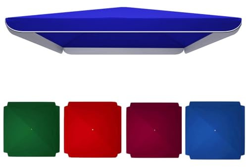 Telo di ricambio per ombrellone da 9,8x9,8 piedi, parte superiore di ricambio per ombrellone da mercato quadrato, telo di ricambio per ombrellone a 4 stecche con bordo (blu, 300x300 cm/9,8x9,8 piedi)