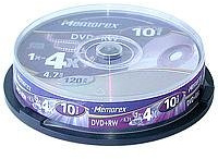 Memorex 864614-10h DVD+RW 4X 10pk Husillo
