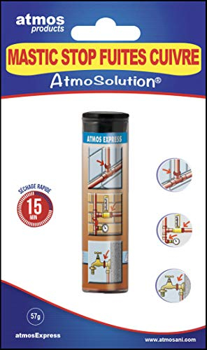 Atmos 1111 Mastic Stop FUITES CUIVRE 57 GR-ATMOSEXPRESS Products 1111-Soude, répare et Assemble Tous Types de matériaux, Marron