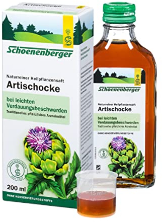 Schoenenberger - Artischocke naturreiner Heilpflanzensaft - 1x 200 ml Glasflasche - der natürliche Begleiter für eine gesunde Verdauung - freiverkäufliches Arzneimittel