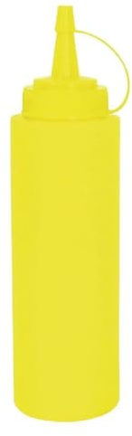Vogue K056 Yellow Squeeze Sauce Bottle, 8 oz. | Streamlines service and prep; built for busy commercial hospitality environments to hold and dispense juices or syrups.
