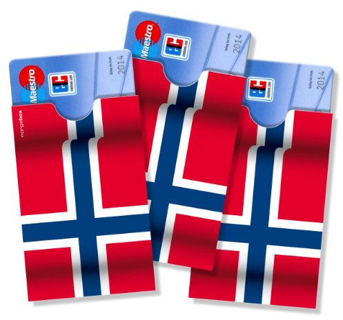 3 Scheckkartenhüllen/Bankkartenhüllen/Ausweishüllen cardbox >>> NORWEGEN Fahne/Flagge