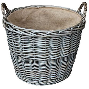 Red Hamper Medium Antique Wash Finish Wicker Lined Log Baskets