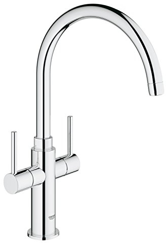 Grohe Ambi Cosmopolitan Küchenarmatur - Spültischarmatur Zweigriff, hoher Auslauf 30190000 Silber