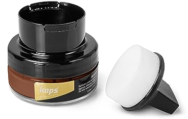 Kaps Professional Schuhpflege Delicate Cream mit Schaumaplikator - Schuhcreme & Pflegemittel zur Reinigung und Auffrischung von Naturleder und Synthetik (50ml) (127 - Mango)