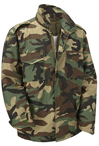 M65 Military Field Jacket With Removable Quilted Inner Liner-Woodland Camouflage (L)