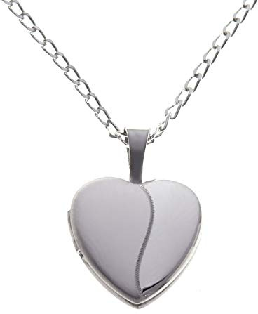 Alexander Castle Kleines 2-Ton Herz 925 Sterling Silber Kette mit Foto Medaillon für Mädchen Kinder - 12mm x 12mm - 16 Sterlingsilber Foto Kette & Schmuck Geschenk-Box