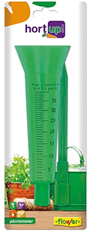 Flower - Pluviómetro Preciso y Fácil de Usar para Controlar litros de Lluvia, Herramienta de Medición Imprescindible - Transparente, 11.5x3x32cm, Plástico