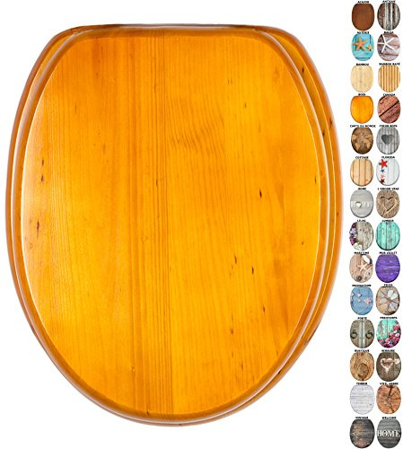 Sanilo Abattant WC, Grande sélection de lunettes de toilette en bois, Finition de haute qualité, Charnières robustes, Fixation facile (Bois)