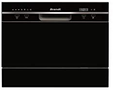 Lave Vaisselle BRANDT DFC6519B 6 couverts - Classe F - 49dB (Classe C) - 6,5L - Digits - DD 1 à 24H - 7 prog. - 1 panier - Aquasafe