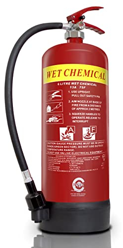 FSS UK Premium 6 Litre Wet Chemical Foam FIRE Extinguisher. Ideal for Commercial Kitchen, Restaurants Pubs Bars Cooking Fires. 6 L LTR Wet Chem