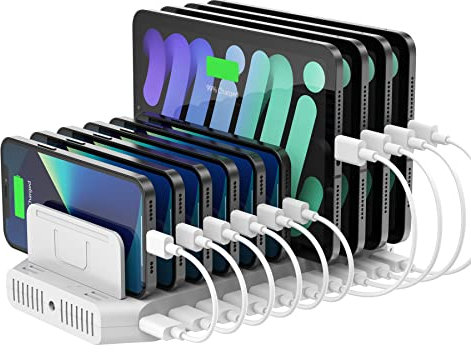 iPad Charging Station,Unitek 96W 10-Port USB Charging Dock Hub with Quick Charge 3.0, Charging Stand Compatible Multiple Device, Charging 8 iPads Simultaneously - [Upgraded Divider]