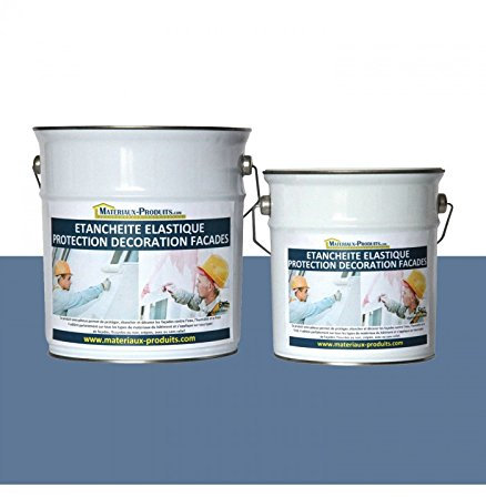 MATPRO - Peinture Étanche & Élastique pour Protection de Façade - pour Mortiers, Briques, Crépis, Fissurés ou Non, Avec ou Sans Relief - Bleu - 20 Kg