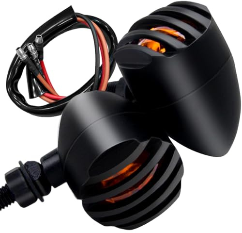 XINDELL LED Motorcycle Turn Signals - 2 Pack Universal Bullet Blinkers for Harley Davidson, Yamaha R3, Honda Shadow, and Cruisers, 3-Wire Rear Mount Signal Lights Kit for Motorcycles, Bobbers, Bikes