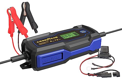 Goodyear Smart batteriladdare Evo Goodyear 4,0 Amp med O-Ring 6-12 V för STD, AGM, GEL & LiFePO4-batterier. 4–120 Ah kapacitet.