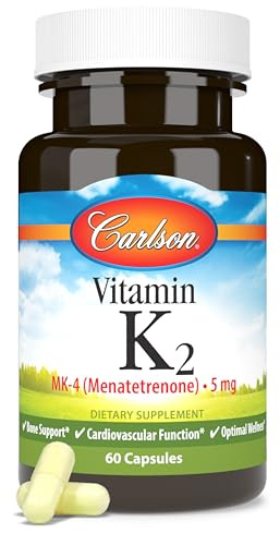 Carlson - Vitamin K2, MK-4 (Menatetrenone), Vitamin K Supplement, Bone & Heart Health, K2 Vitamin, Soy-free, 60 capsules