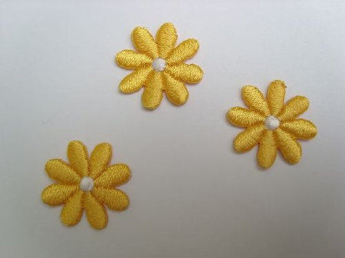 alles-meine.de GmbH 3 TLG. Set Blüte 2 cm Bügelbild Blume Blumen Blüten gelb Flower Aufnäher Applikation Patch