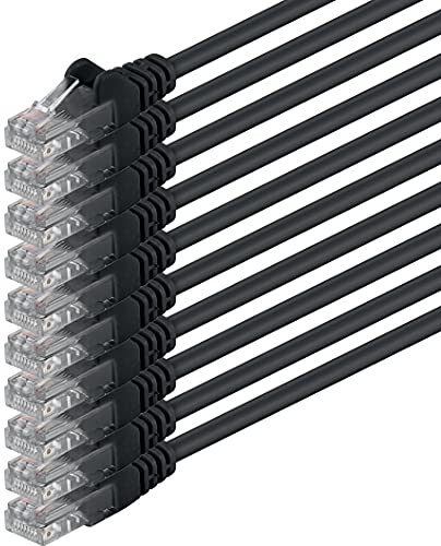 1aTTack.de 10x 10m Câble Réseau Cat6 Cat 6 - RJ45 Ethernet LAN DSL Routeur Modem - Noir