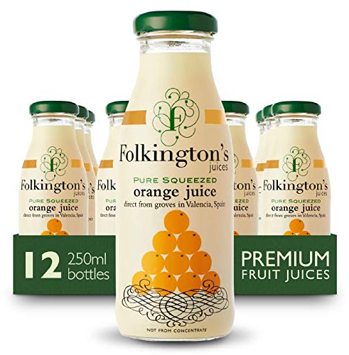 Folkingtons Pure Pressed Valencia Orange Juice - 12 x 250ml Bottles