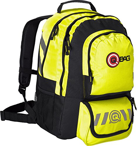 QBAG Motorradrucksack Fahrradrucksack - Großzügiger Stauraum, Belüftetes Rückenpolster, Wasserabweisend, Neon Gelb - Perfekt für Outdoor & Sicherheit