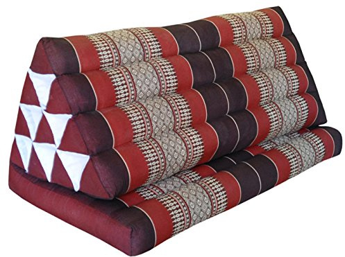 Wilai Kapok Thaikissen, Yogakissen, Massagekissen, Kopfkissen, Tantrakissen, Sitzkissen - Rot/Weinrot (Kissen mit Einer Auflage XXL 79x39x46 (82316))