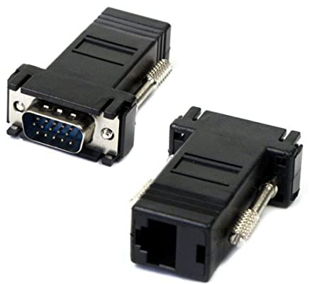 CY VGA RGB 15Pin Stecker auf Lan Cat5 Cat5e RJ45 Ethernet Buchse to VGA Extender Adapter