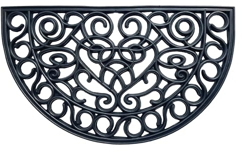 EHC Heavy Duty Wrought Effect Anti Slip Large Half Moon Rubber Doormat Dirt Trapper for Entrance, Indoor, Outdoor & Hallway 45 X 75 cm