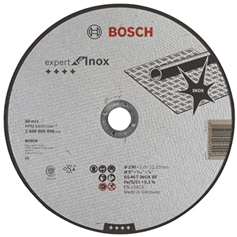 Bosch 1x Disque à tronçonner PRO Stainless Steel Longlife pour grande meuleuse angulaire et alésage 22,23 mm (pour Acier inoxydable, Ø 230 mm, Professional Accessoire Grande meuleuse angulaire)