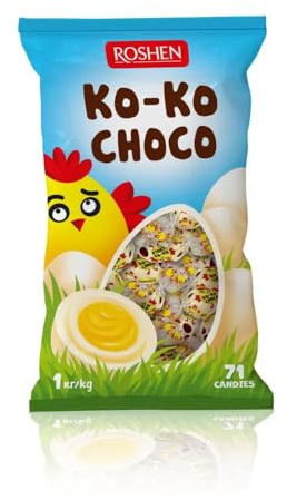 Roshen Ko-Ko Choco, Ovetti di Cioccolato Bianco con Ripieno al Latte e Vaniglia, 71 Pezzi, 1 kg