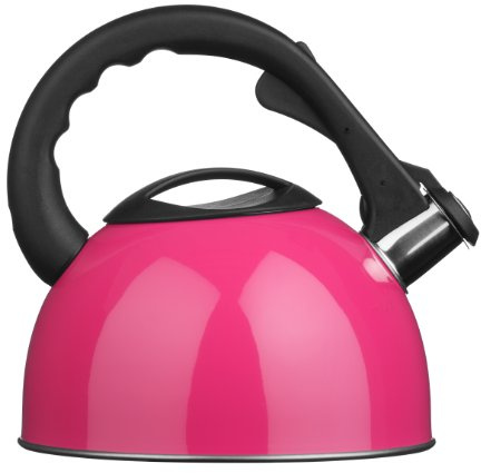Premier Houseware Whistling Kettle Travel Kettle Heat Resistant Handle Coffee Kettle Stainless Steel Kettle Hot Pink Kettle Stove Kettle 2.5 L 22Hx23Wx20D