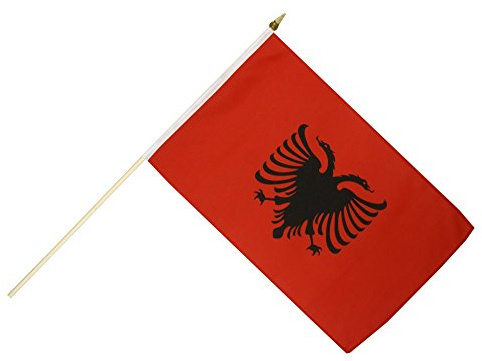 Flaggenfritze Stockflagge Albanien 30 x 45 cm - handlich zum Schwenken, Dekorieren und Flagge zeigen