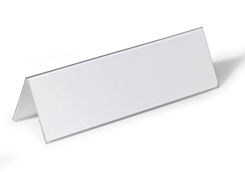 Durable Tischnamensschild 105/210x297 mm, Tischaufsteller transparent mit weißer Papiereinlage, 25 Stück, 805319