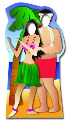 Unbekannt Hawaiin Paar Stand-in - Beach Party LEBENSGROSSE POSE MIT PAPPFIGUREN/STEHPLATZINHABER / AUFSTELLER
