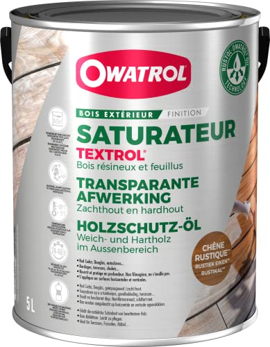 OWATROL – TEXTROL – 5 L – Eiche rustikal – Holzsättiger für den Außenbereich auf natürlicher Pflanzenölbasis für Holzhäuser, Zäune, Gartenhäuser, Holzfassaden, Holz im Außenbereich