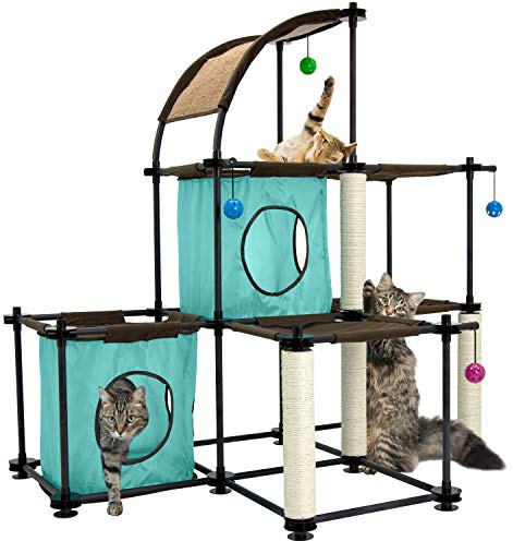 Kitty City Claw Indoor Mega Kit Katzenmöbel, gewellter Katzenkratzer, Katzenbett